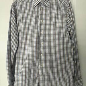 Eton Men's Blue & Brown Checked Button-Down Shirt